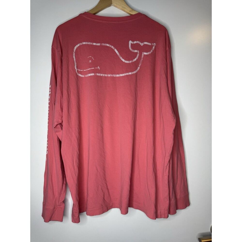 Vineyard Vines Long Sleeve T-Shirt Men's XXL Whale Logo Pink Salmon Front Pocket - Picture 7 of 7